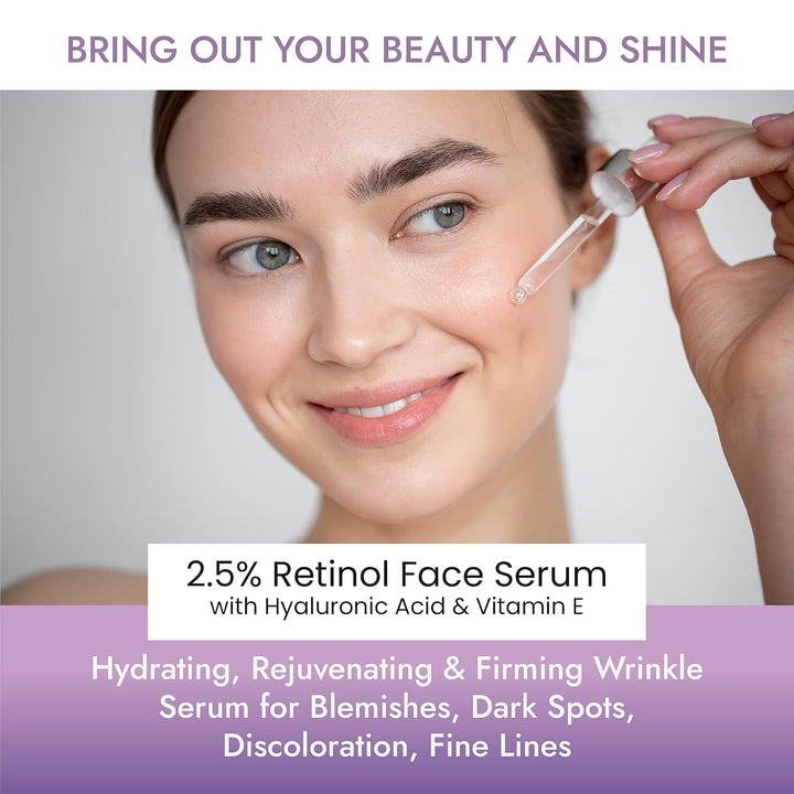 AVAMI Retinol Face Serum 2.5% – With Hyaluronic Acid & Vitamin E (2 fl oz) - PA Cosmetics
