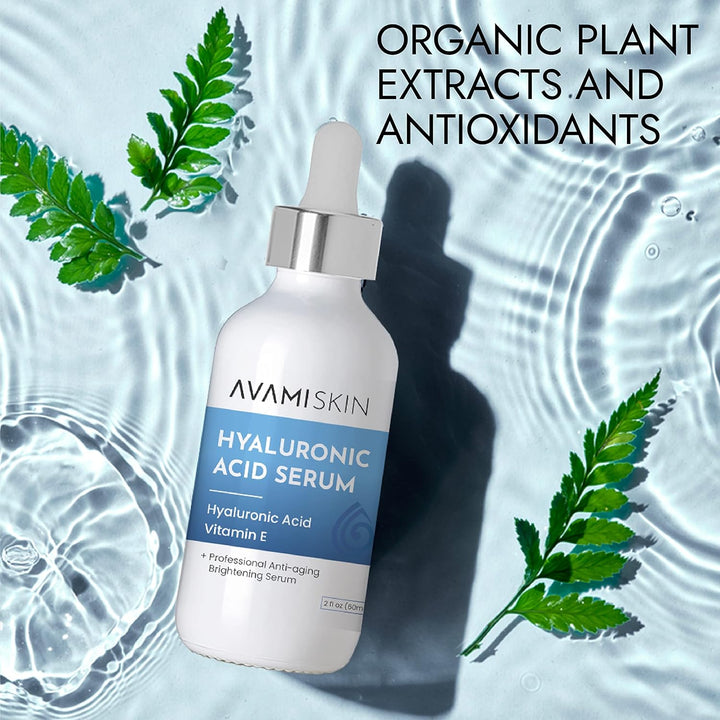 AVAMI Hyaluronic Acid Face Serum – Hydrating & Anti-Aging Moisturizer, 2oz - PA Cosmetics