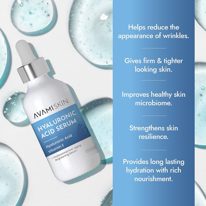AVAMI Hyaluronic Acid Face Serum – Hydrating & Anti-Aging Moisturizer, 2oz - PA Cosmetics