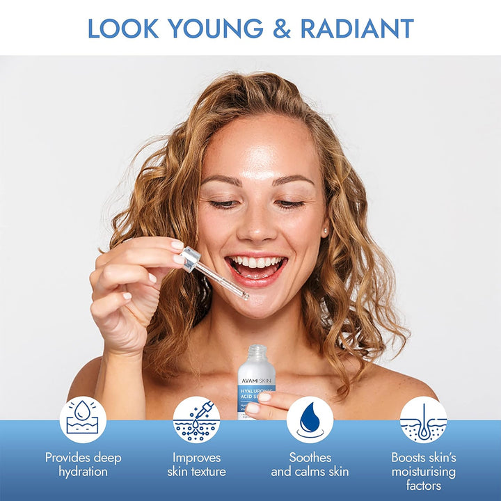 AVAMI Hyaluronic Acid Face Serum – Hydrating & Anti-Aging Moisturizer, 2oz - PA Cosmetics