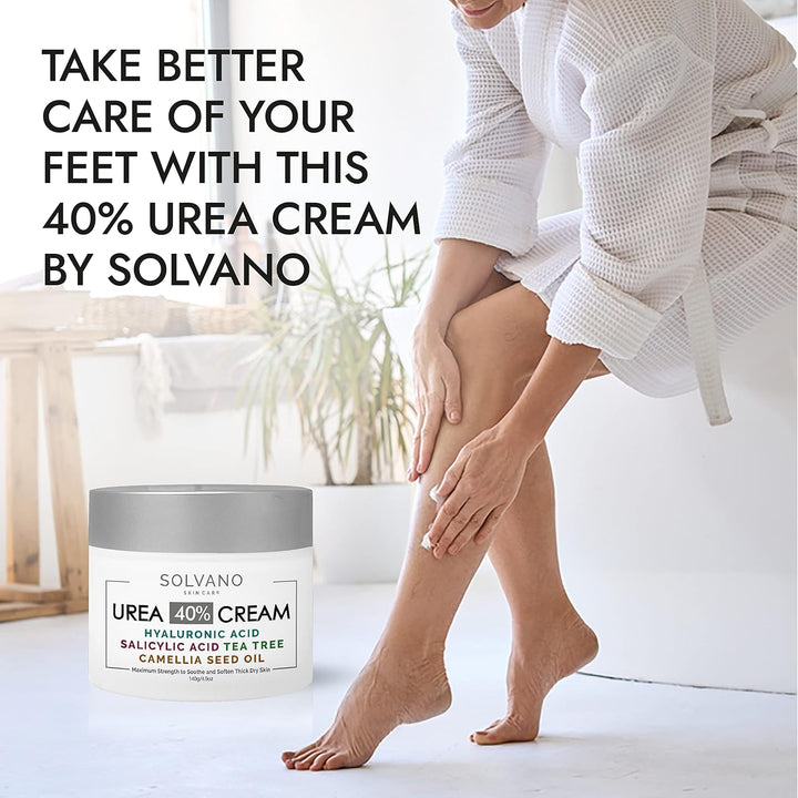 40% Urea Foot Cream – Extra Strength with Hyaluronic Acid, Salicylic Acid, Tea Tree & Camellia Oil – Softens Calluses & Dry Skin – 4.9 fl oz - PA Cosmetics