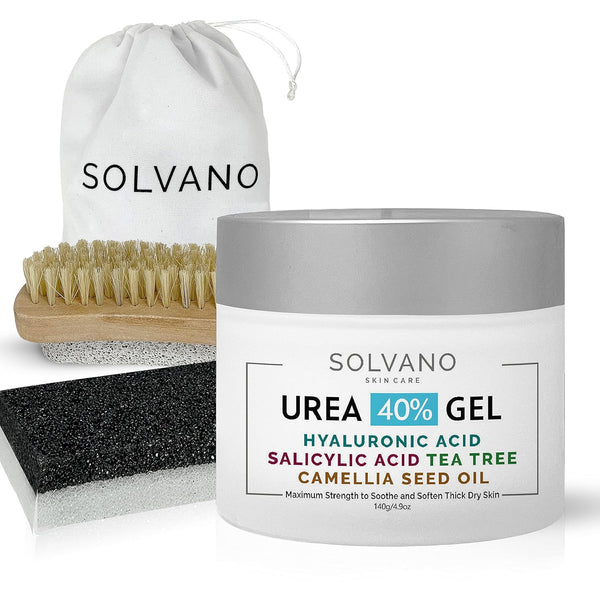 40% Urea Gel – Extra Strength for Rough, Dry Skin with Salicylic Acid & Tea Tree Oil – Includes Pumice & Brush - PA Cosmetics