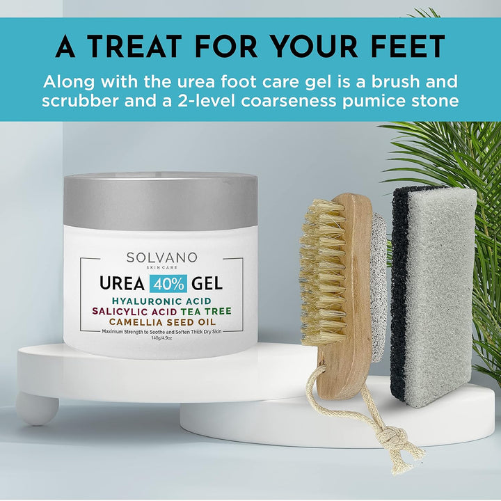 40% Urea Gel – Extra Strength for Rough, Dry Skin with Salicylic Acid & Tea Tree Oil – Includes Pumice & Brush - PA Cosmetics