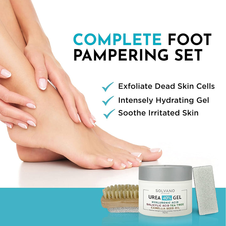40% Urea Gel – Extra Strength for Rough, Dry Skin with Salicylic Acid & Tea Tree Oil – Includes Pumice & Brush - PA Cosmetics