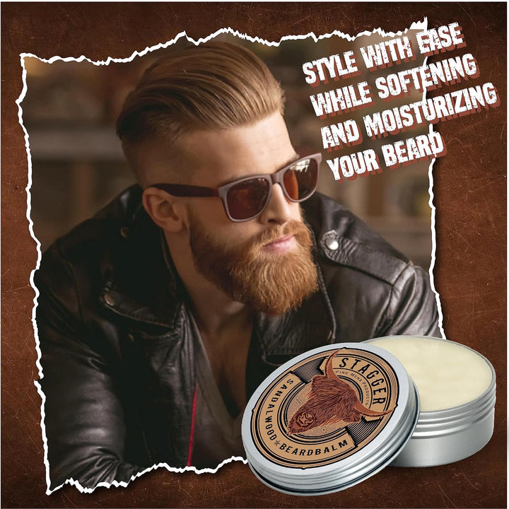 STAGGER Sandalwood Beard Balm – Natural Leave-In Conditioner & Wax for Men - PA Cosmetics