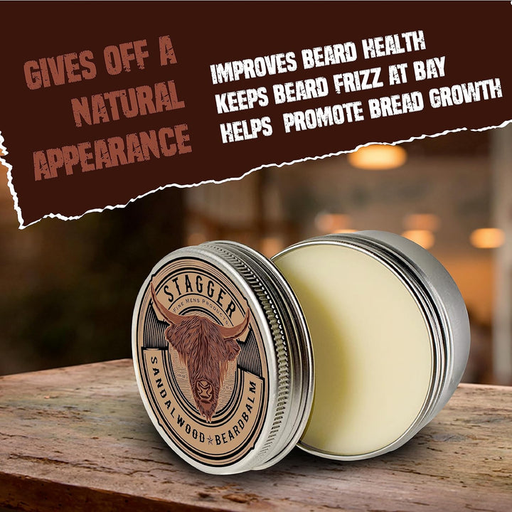 STAGGER Sandalwood Beard Balm – Natural Leave-In Conditioner & Wax for Men - PA Cosmetics