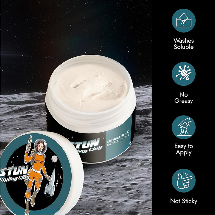 STUN Styling Clay Medium Hold Natural Finish (Pack of 3) - STUN
