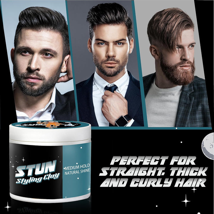 STUN Styling Clay Medium Hold Natural Finish (Pack of 2) - STUN