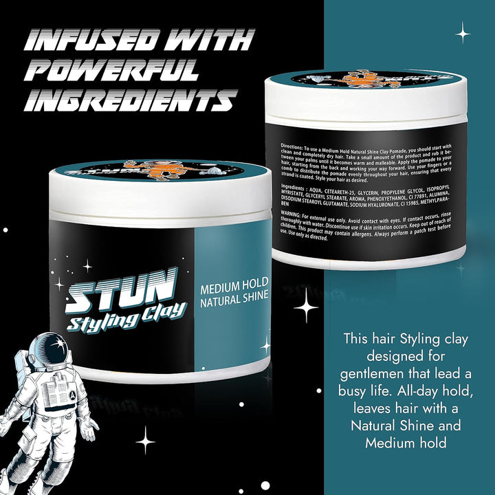 STUN Styling Clay Medium Hold Natural Finish (Pack of 2) - STUN