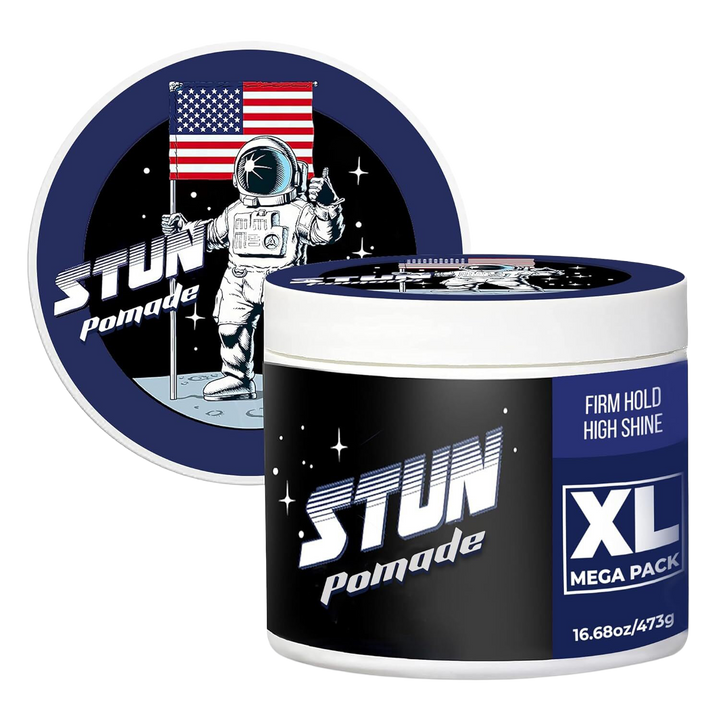 STUN Hair Pomade XL – Firm Hold, High Shine, Water-Based 16.7oz - STUN