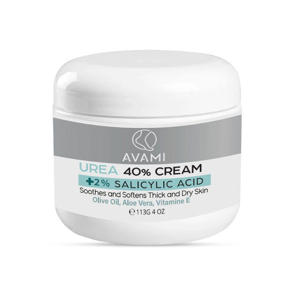 AVAMI 40% Urea Foot Cream with Salicylic Acid – Cracked Heel Repair with Free Pumice Stone (4-Pack) - PA Cosmetics